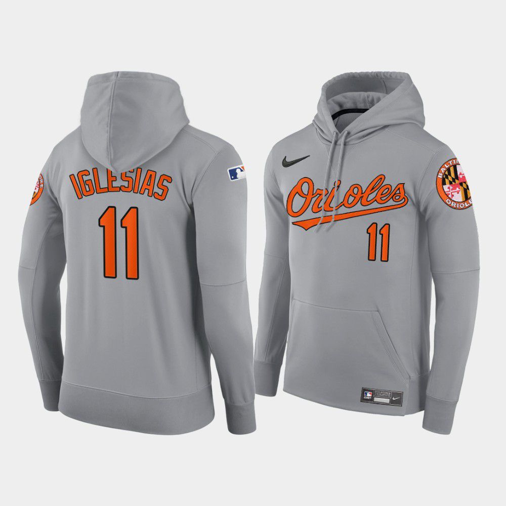 Men Baltimore Orioles #11 Iglesias gray road hoodie 2021 MLB Nike Jerseys